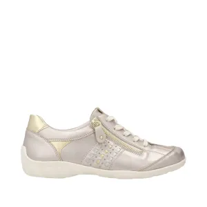 Ladies Remonte Lace Shoes Gold Soft Comfort R3404-90