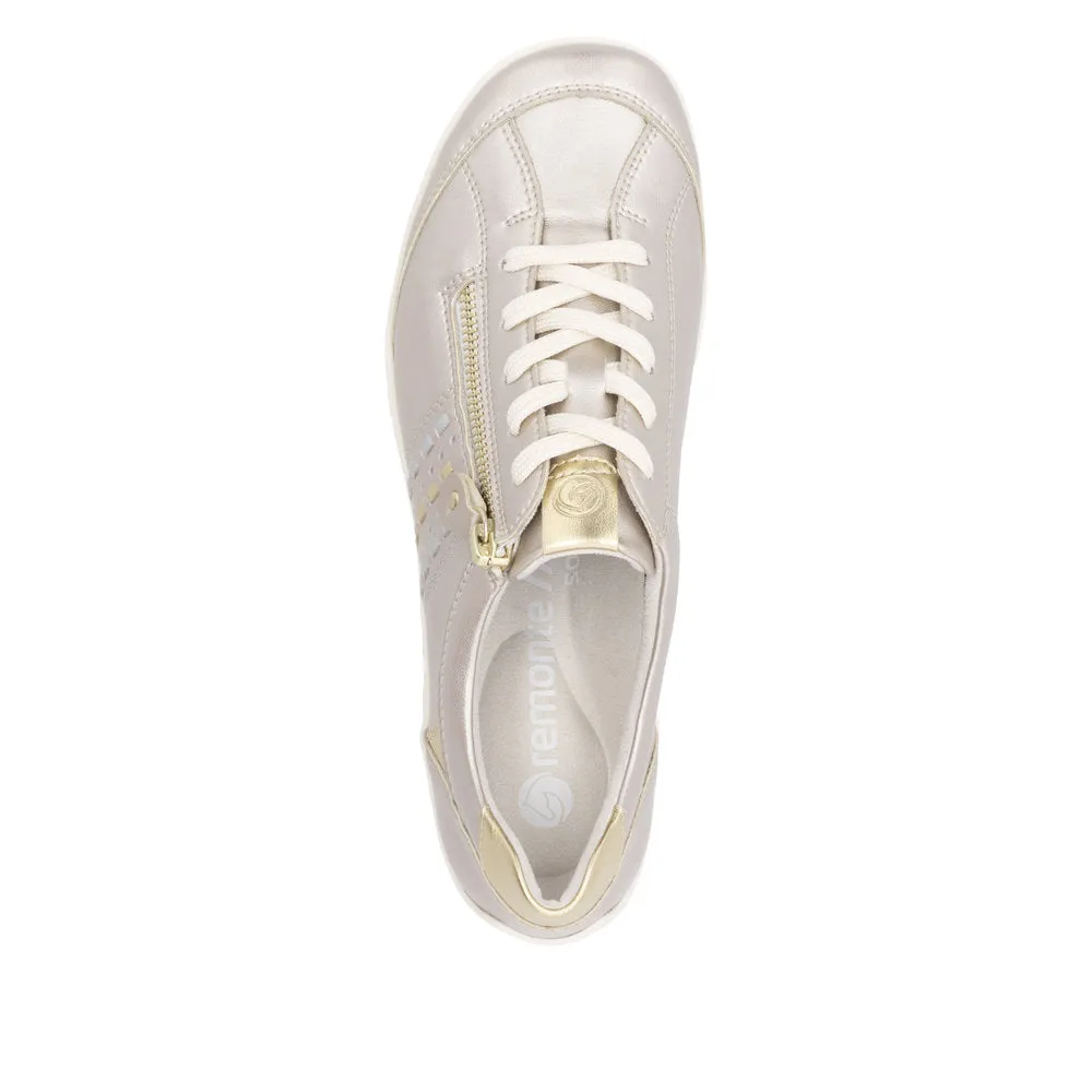 Ladies Remonte Lace Shoes Gold Soft Comfort R3404-90
