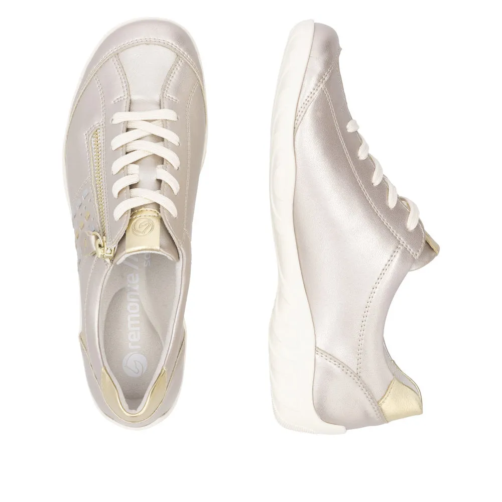 Ladies Remonte Lace Shoes Gold Soft Comfort R3404-90