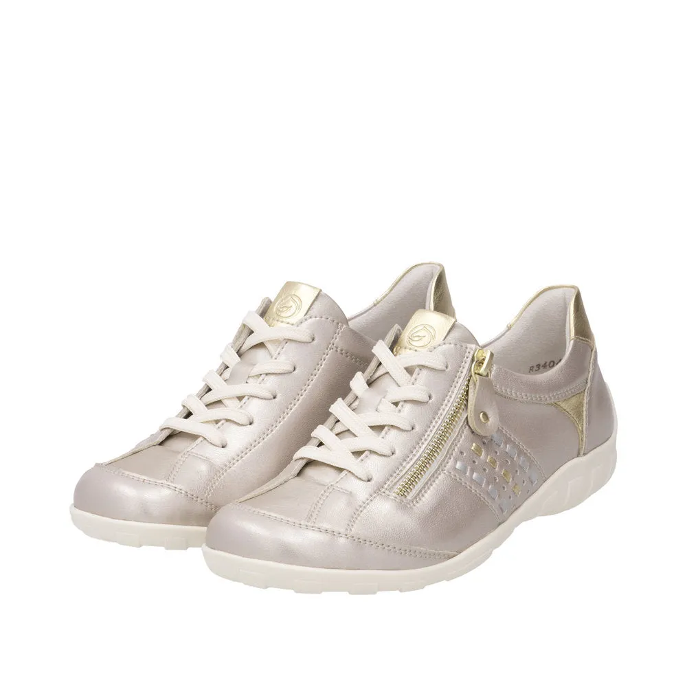 Ladies Remonte Lace Shoes Gold Soft Comfort R3404-90
