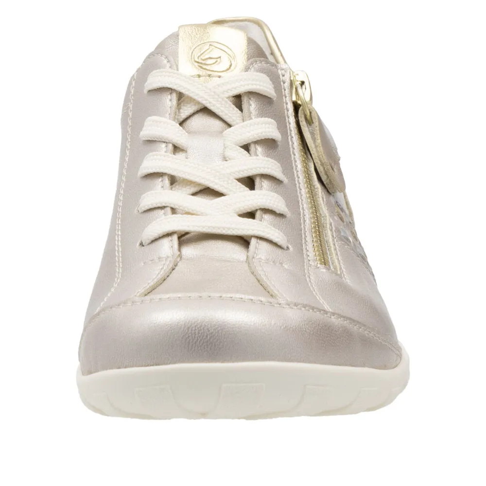 Ladies Remonte Lace Shoes Gold Soft Comfort R3404-90