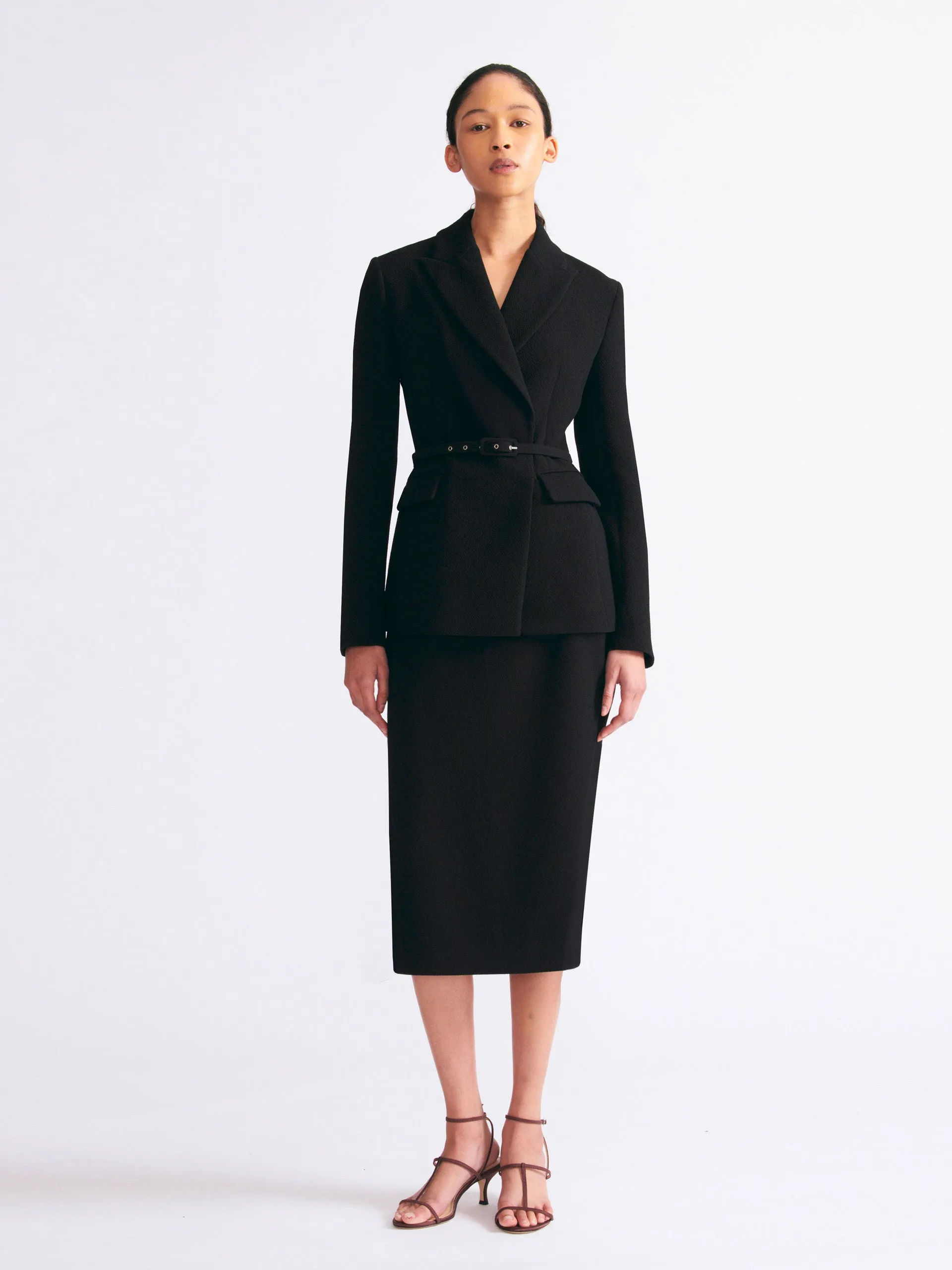 Lorinda pencil skirt in black double crepe