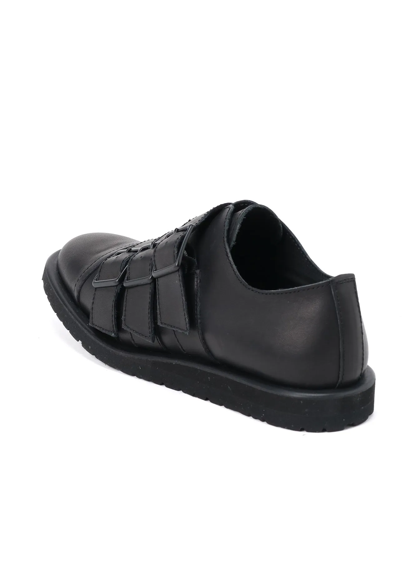 MATTE SMOOTH LEATHER BELTED SHOES