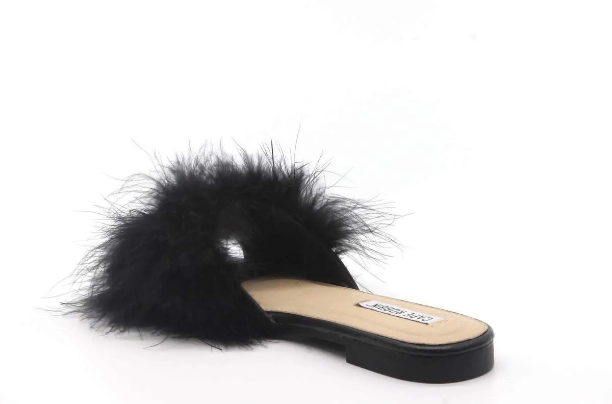 Maxim Faux Fur Slides - Black
