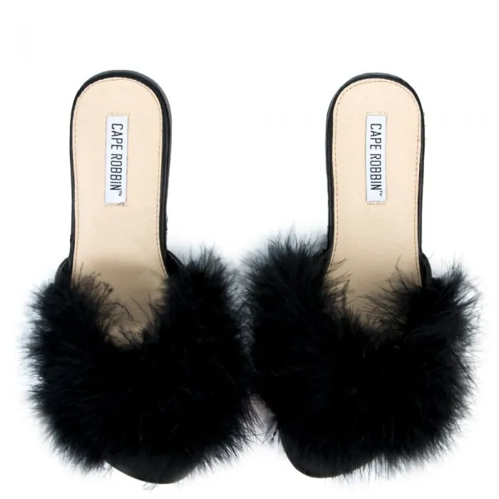 Maxim Faux Fur Slides - Black