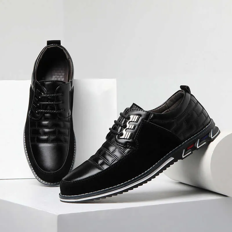 Men's Checked Leather Lace-Up Shoes