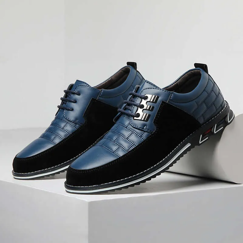 Men's Checked Leather Lace-Up Shoes