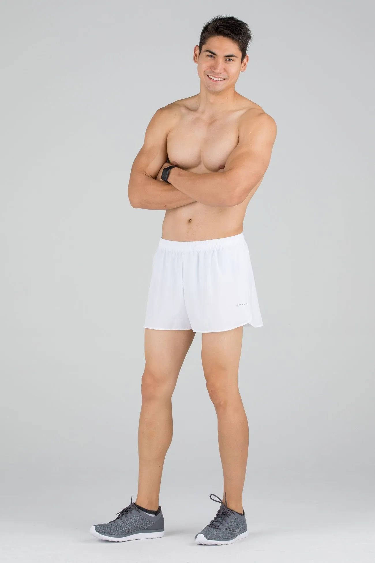 Men's Solid 3" Half Split Trainer Shorts - White