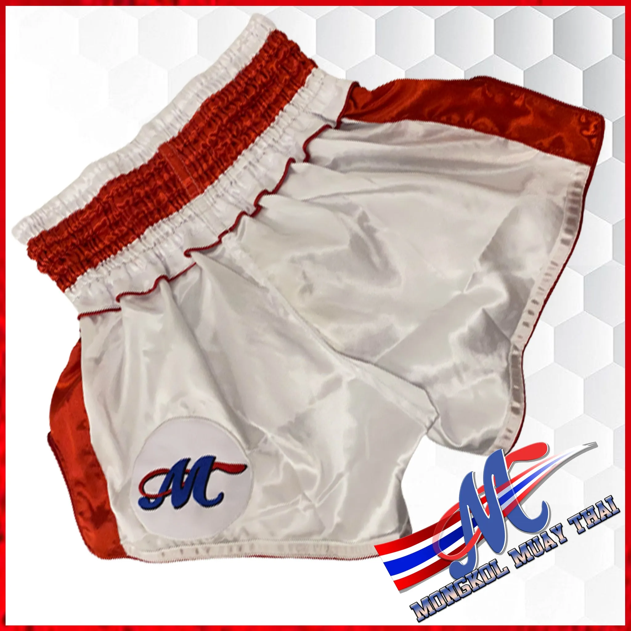 Mongkol Thai shorts Chok-Dee White Red