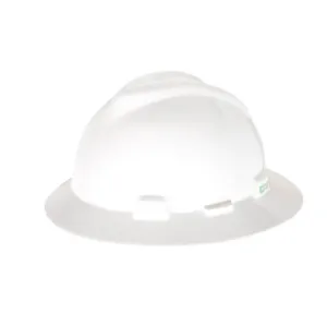 MSA V-Gard Slotted Full-Brim Hat, W/Fas-Trac III Suspension