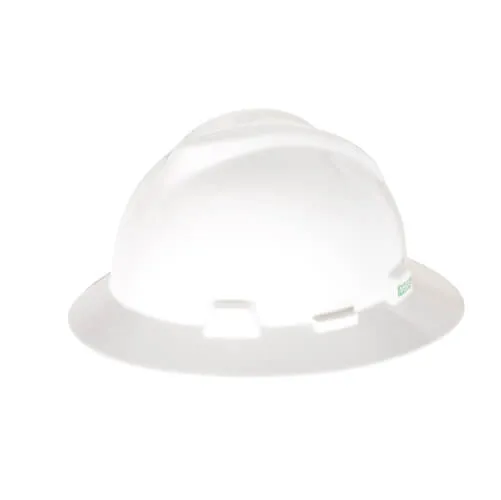 MSA V-Gard Slotted Full-Brim Hat, W/Fas-Trac III Suspension