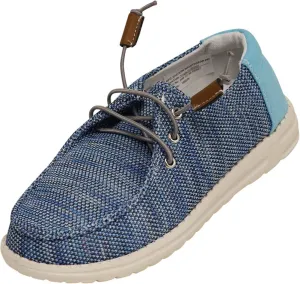 Norty Boys 11-4 Blue Laceup Canvas Boat Shoes