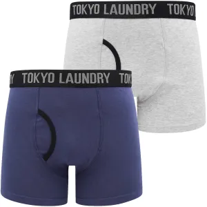 Oldfield (2 Pack) Boxer Shorts Set in Deep Cobalt / Light Grey Marl - Tokyo Laundry
