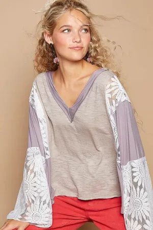 POL Anything But Basic Top- Gray/Purple