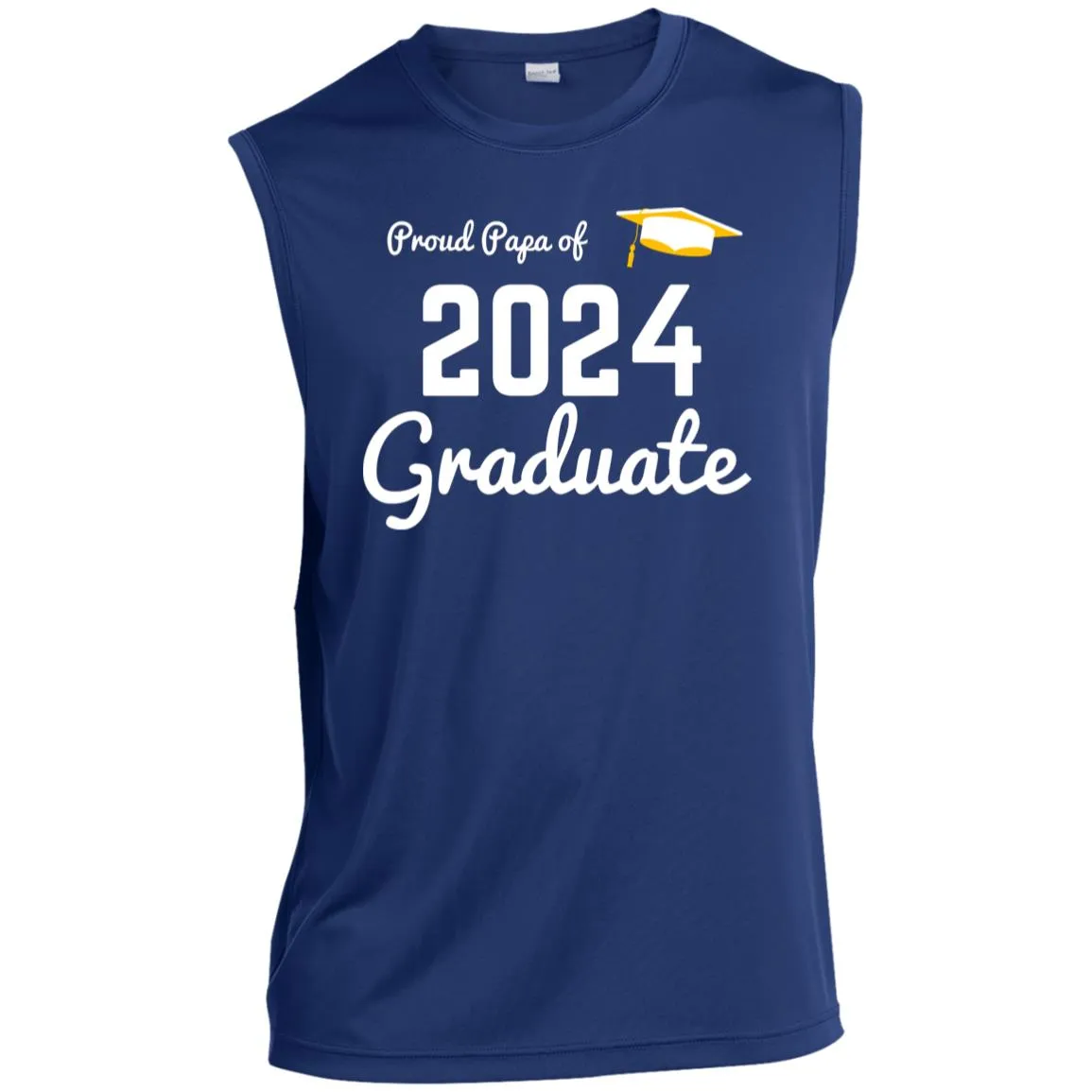 Proud Papa graduate 2024 white CLOSEOUT - ST352 Men’s Sleeveless Performance Tee