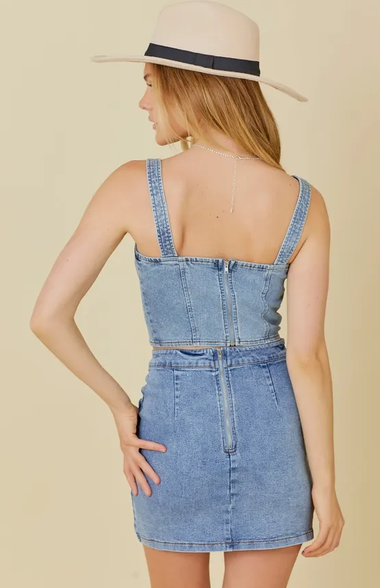 Ribbon Charm Denim Skirt