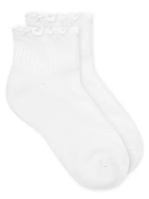Ruffle Ripple Edge Sport Quarter Socks