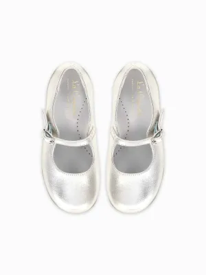 Silver Leather Girl Mary Jane Shoes