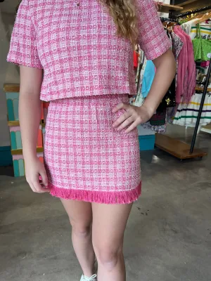 Sincerely Ours Pink Tweed Sloanne Skirt