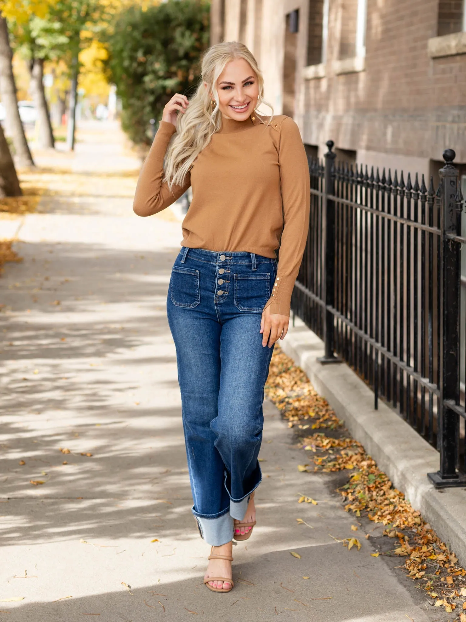 Skies Are Blue Mock Neck Sweater