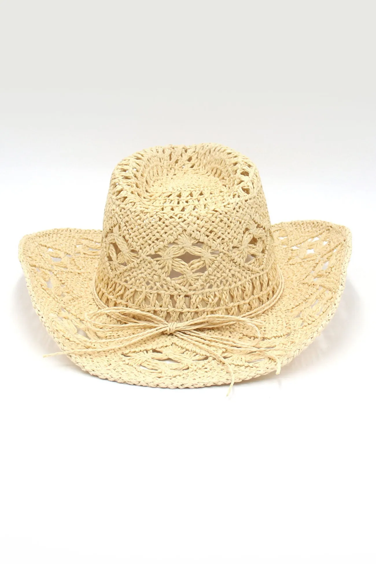 Solid Hollow-out Woven Denim Straw Hat