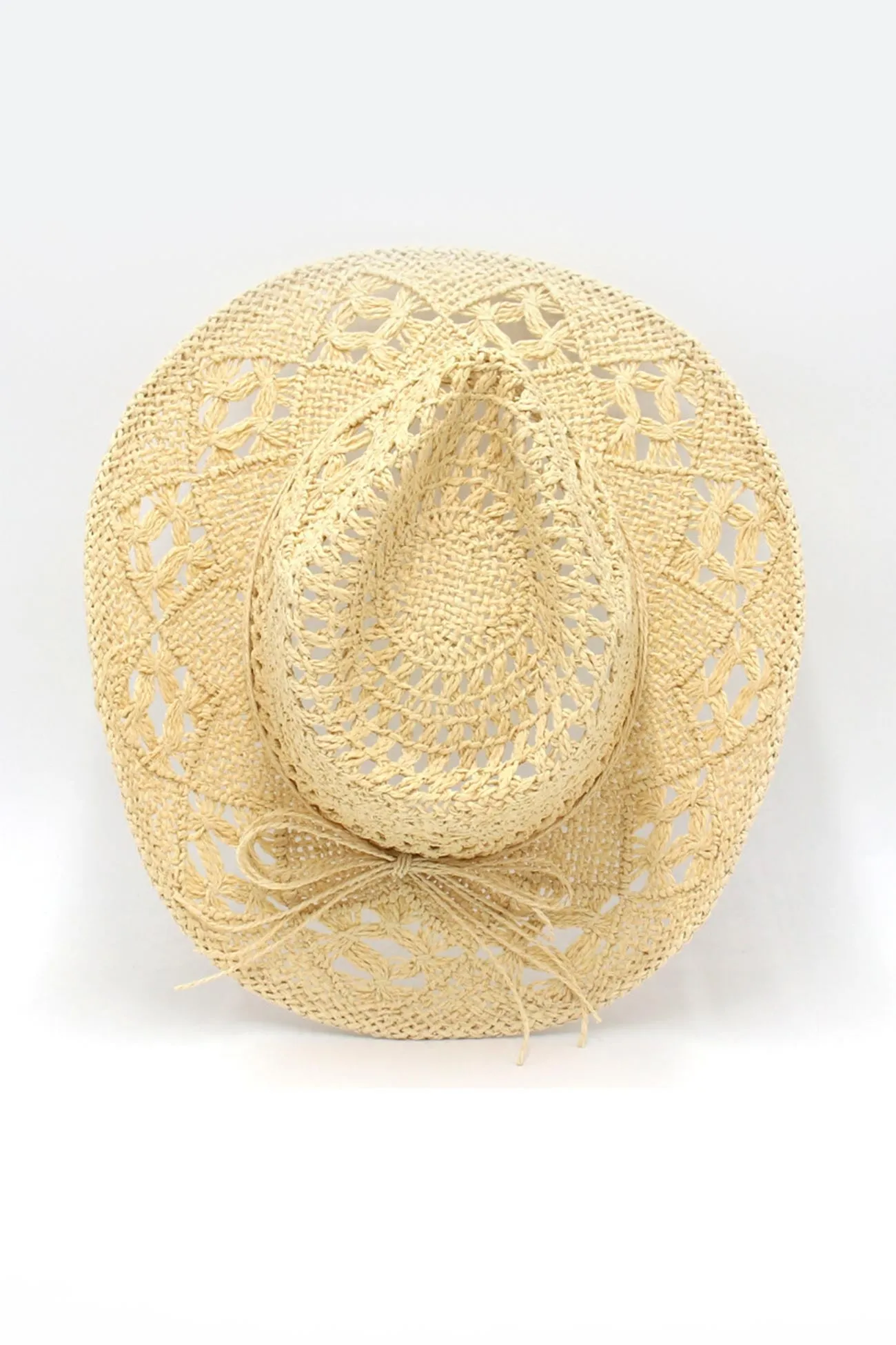 Solid Hollow-out Woven Denim Straw Hat