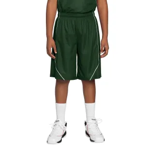 Sport-Tek Youth Forest Green PosiCharge Mesh Reversible Spliced Shorts