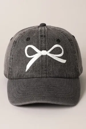Trendy Bow Embroidered Denim Baseball Cap
