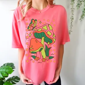 Trendy Seventies Tee, 70's Groovy Comfort Colors® T-shirt, Spring1970's Retro Mushroom Design T-Shirt in Six Colors, Trendy Summer Tee
