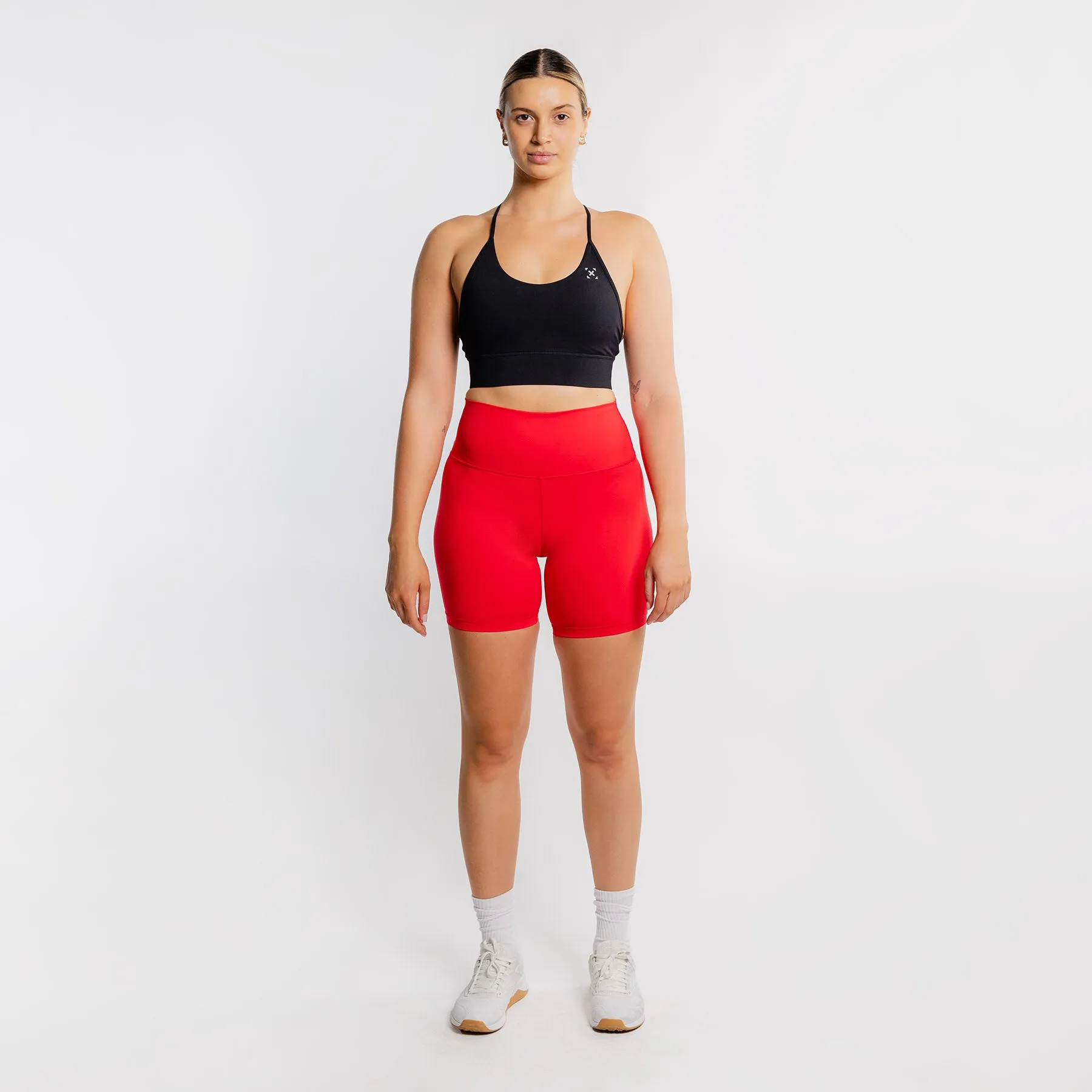 TWL - WOMEN'S HIGH WAISTED EXTRA LONG BALANCE SHORTS - CRIMSON