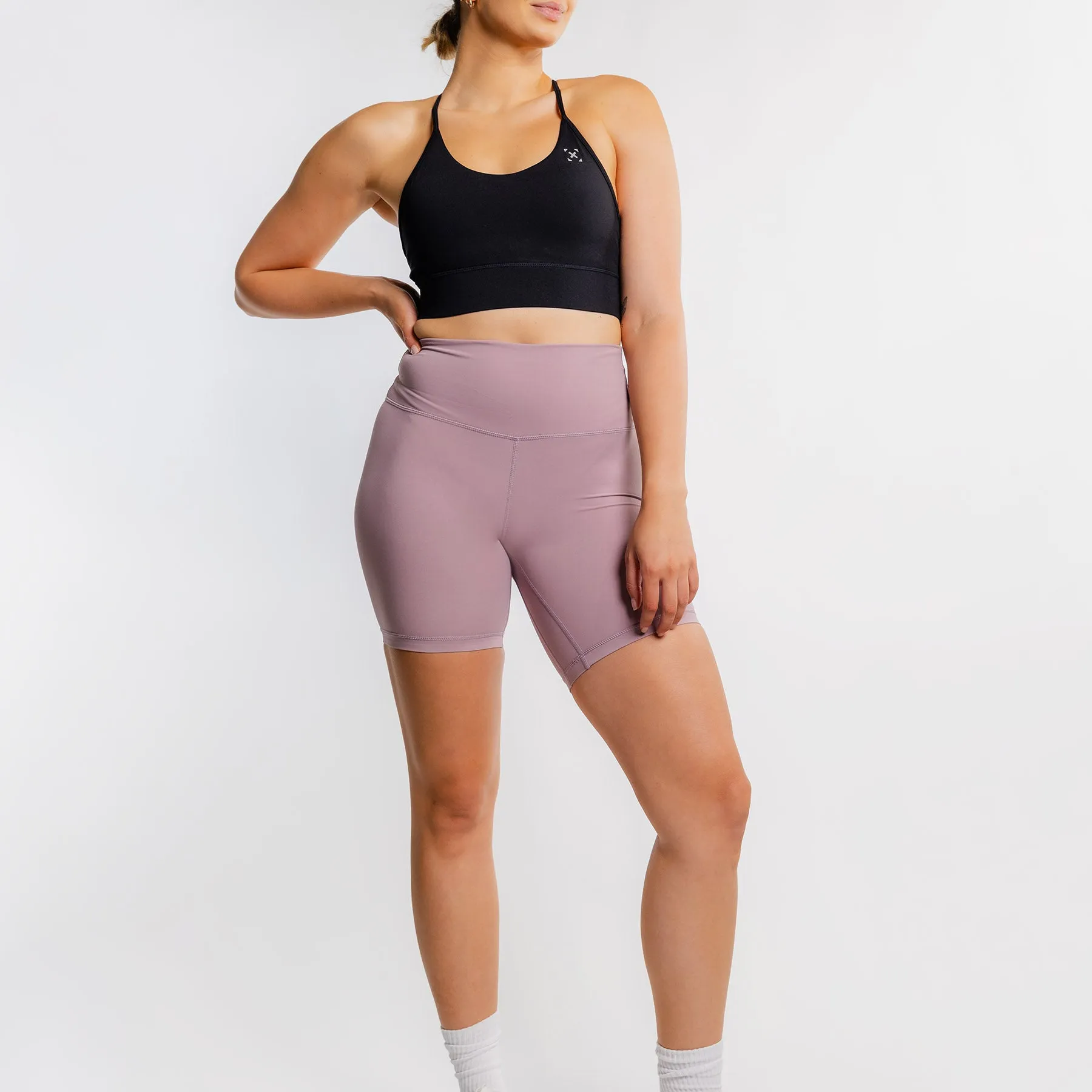 TWL - WOMEN'S HIGH WAISTED EXTRA LONG BALANCE SHORTS - LILAC CHALK