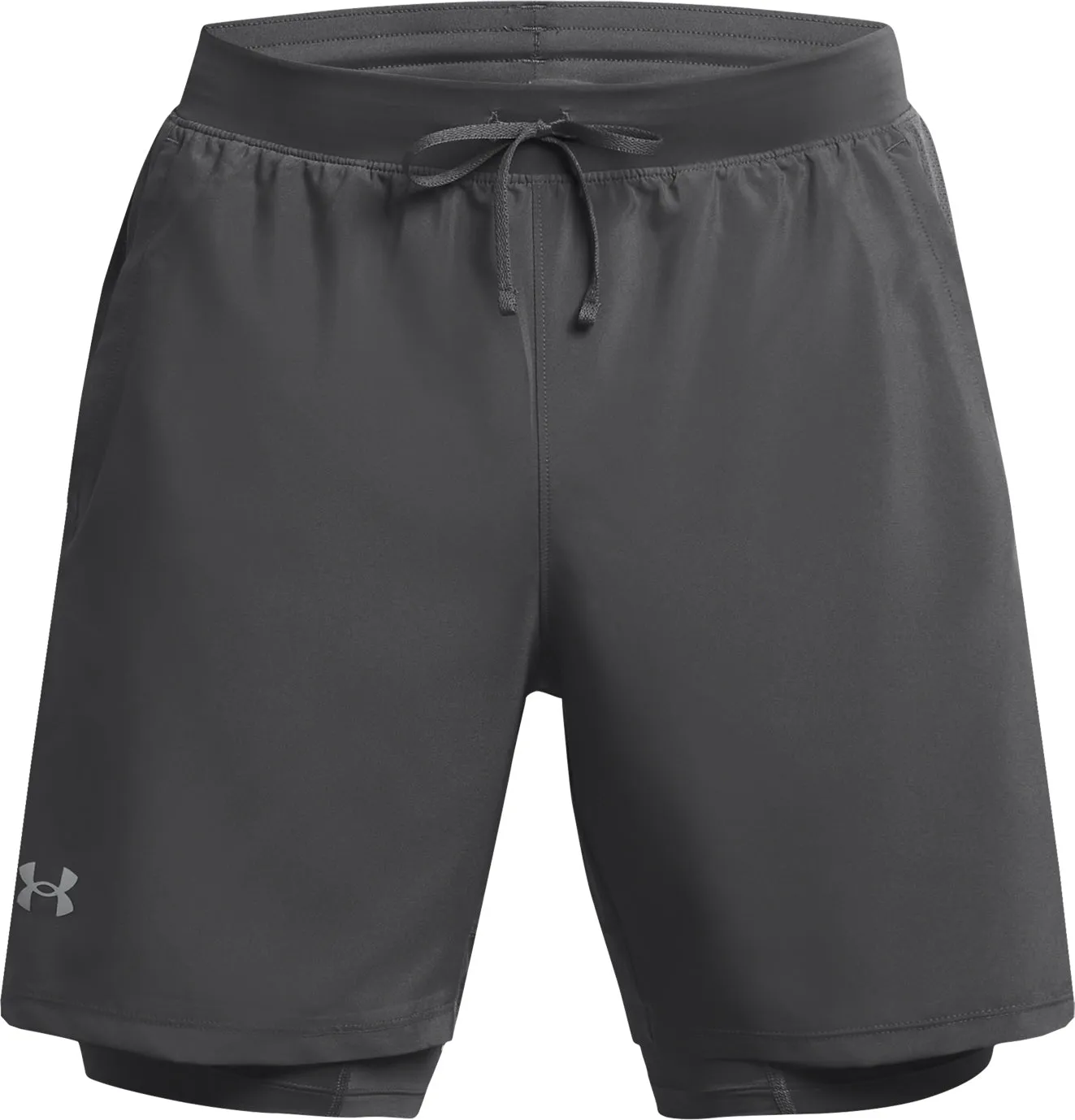 Under Armour Launch 2 In 1 Mens Running Shorts - Grey