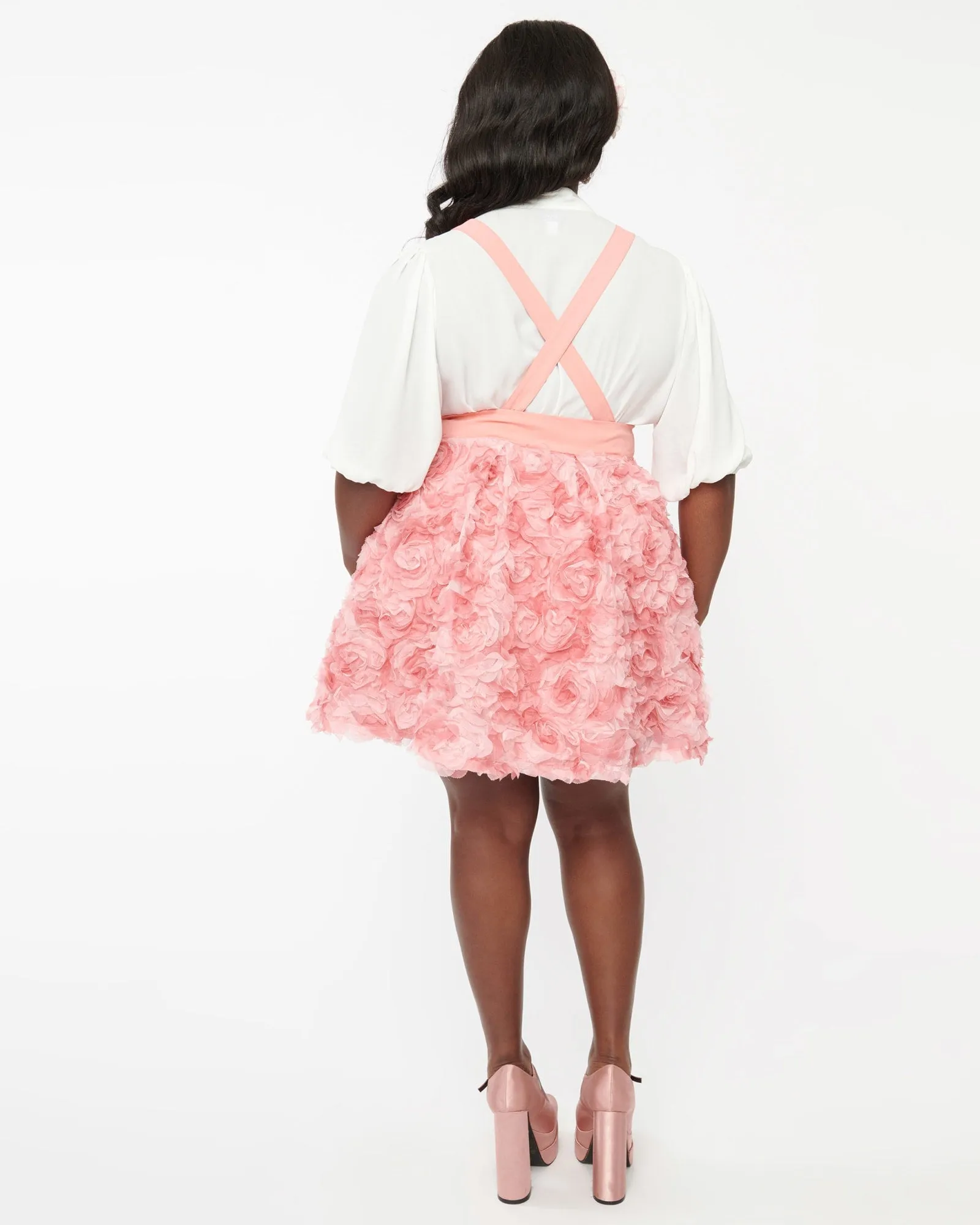 Unique Vintage Pink Rosette Suspender Ballerina Skirt | Pink Rosette