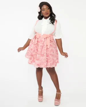 Unique Vintage Pink Rosette Suspender Ballerina Skirt | Pink Rosette