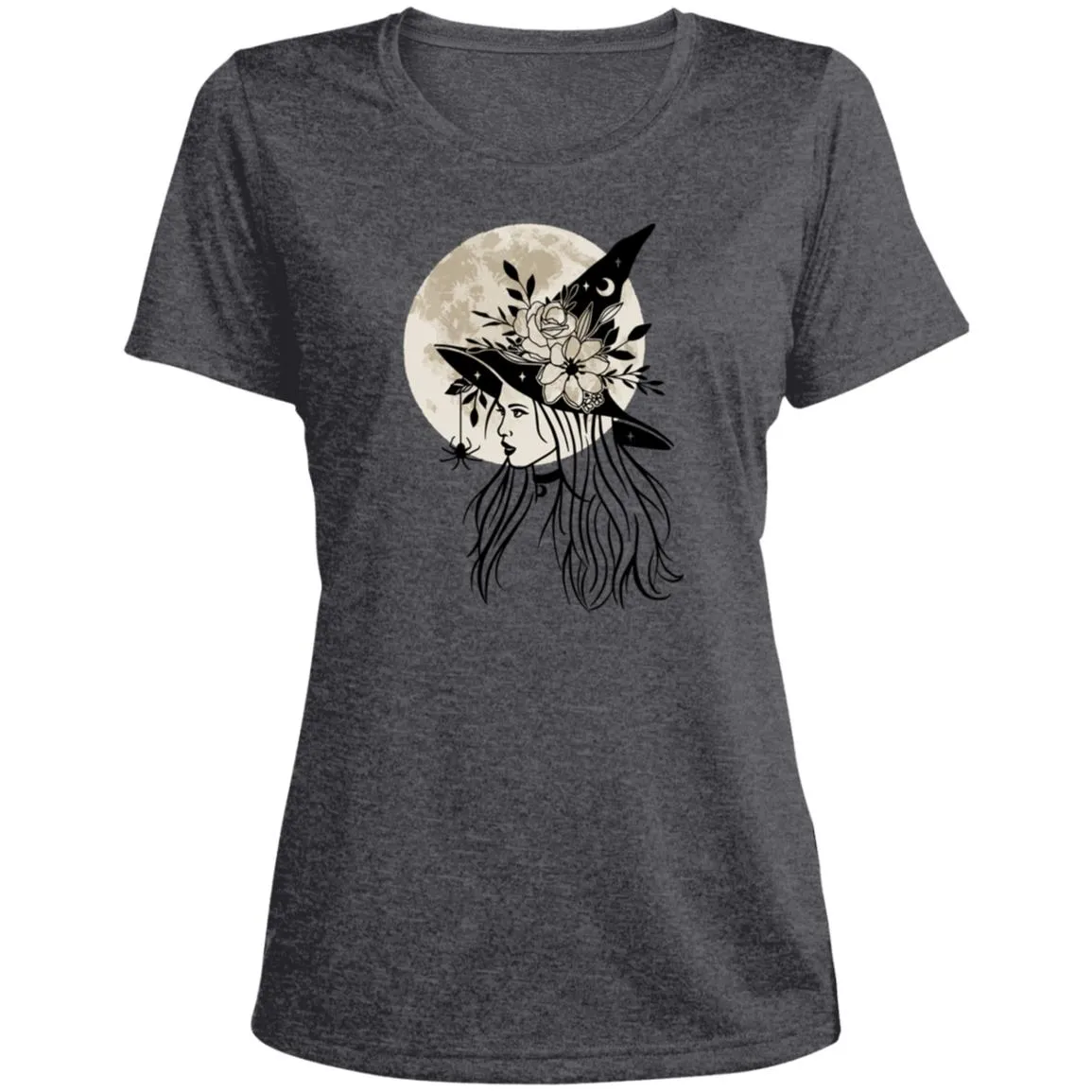 Witchy Moon CLOSEOUT --Ladies' Heather Scoop Neck Performance Tee