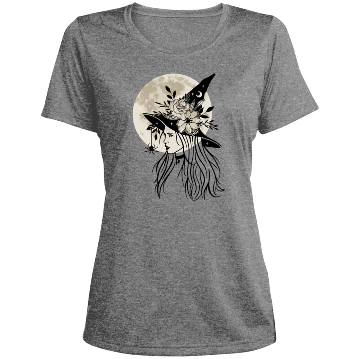 Witchy Moon CLOSEOUT --Ladies' Heather Scoop Neck Performance Tee