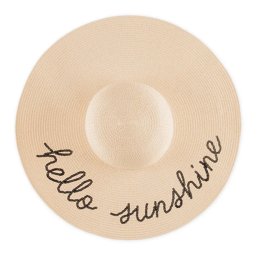 WOMEN'S FLOPPY WIDE BRIM STRAW BEACH/SUN HAT - HELLO SUNSHINE