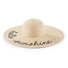 WOMEN'S FLOPPY WIDE BRIM STRAW BEACH/SUN HAT - HELLO SUNSHINE