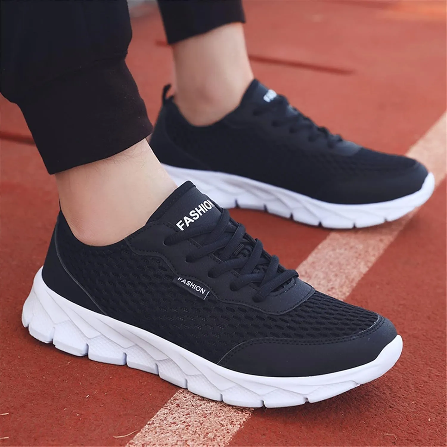 Womens Sneakers Air Cushion Running Shoes Lace Up Tennis Shoes Men Mesh Breathable Men's Casual Shoes Fashion Sneakers Platform Tennis Shoe Cross Trainer Shoe